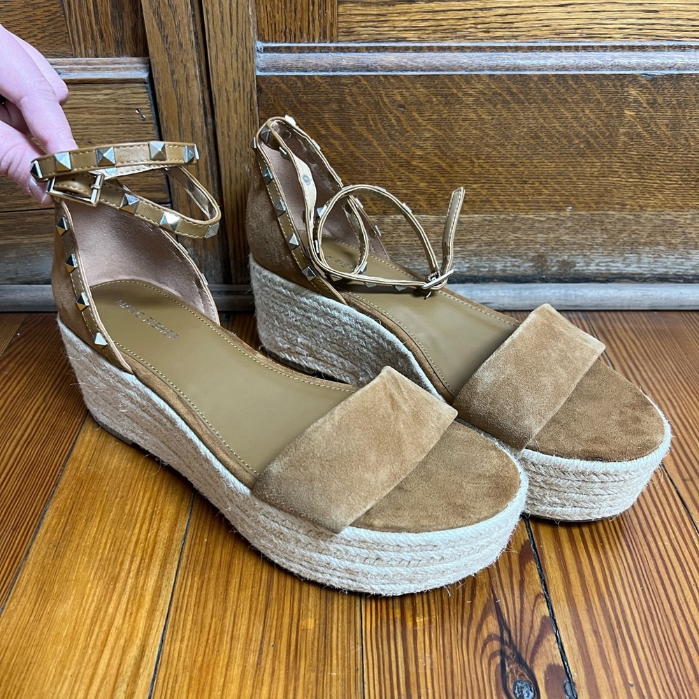 Marc Fisher Jazlyn studded ankle strap espadrille wedge sandal